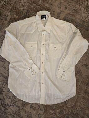 Wrangler Cream/White Long-Sleeve Western Button-Up Shirt